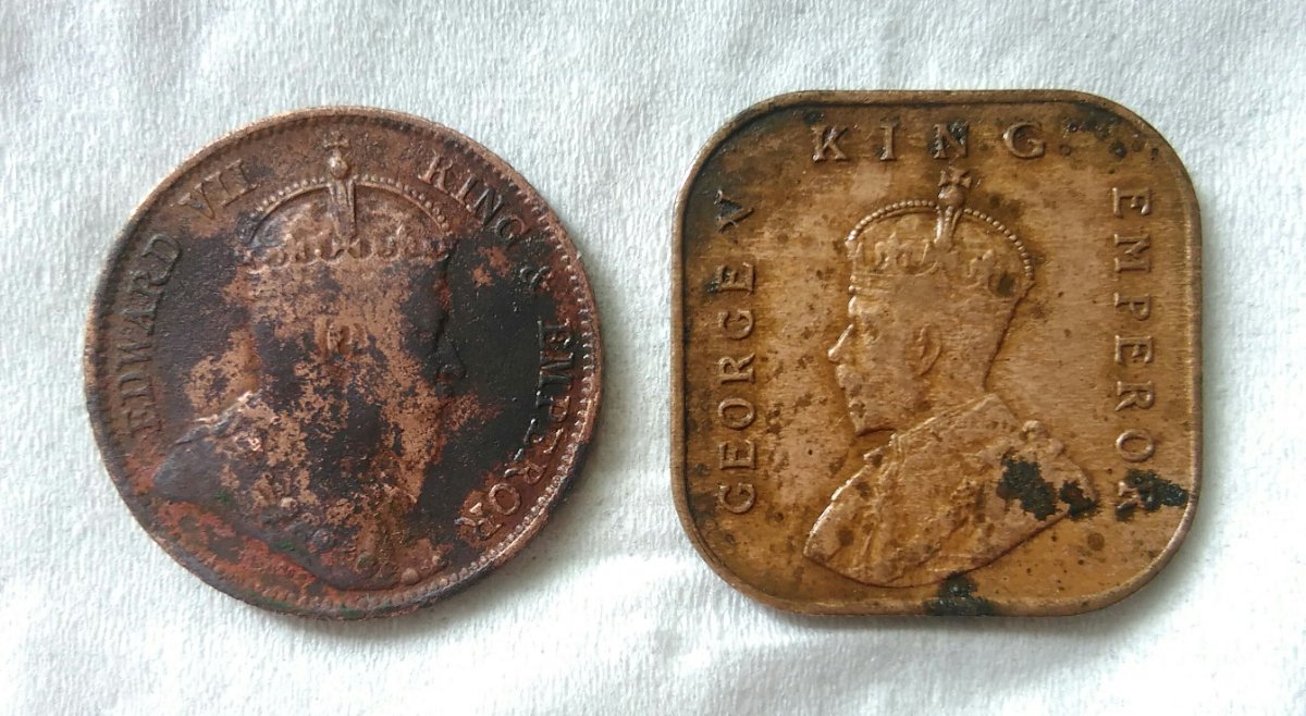 Straits-Settlements-Quarters-And-Halves,-How-To-Remove-Black-Blotches?